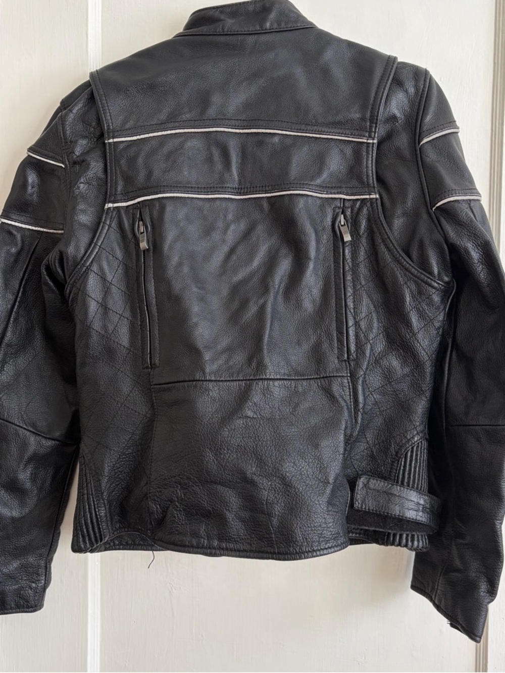 Men's Black Leather Jacket - Classic Zip Front - Picture 2 of 8